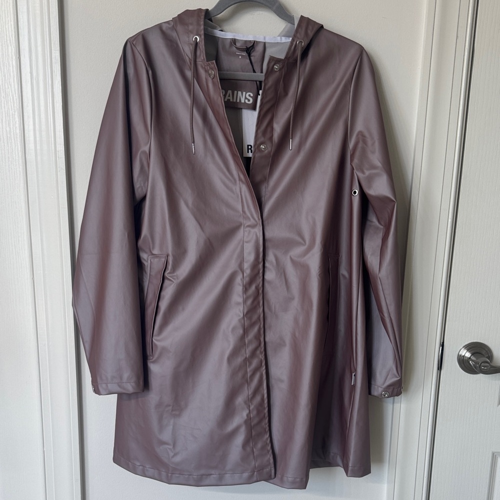 Rains Matte Mauve Hooded Raincoat - Women's